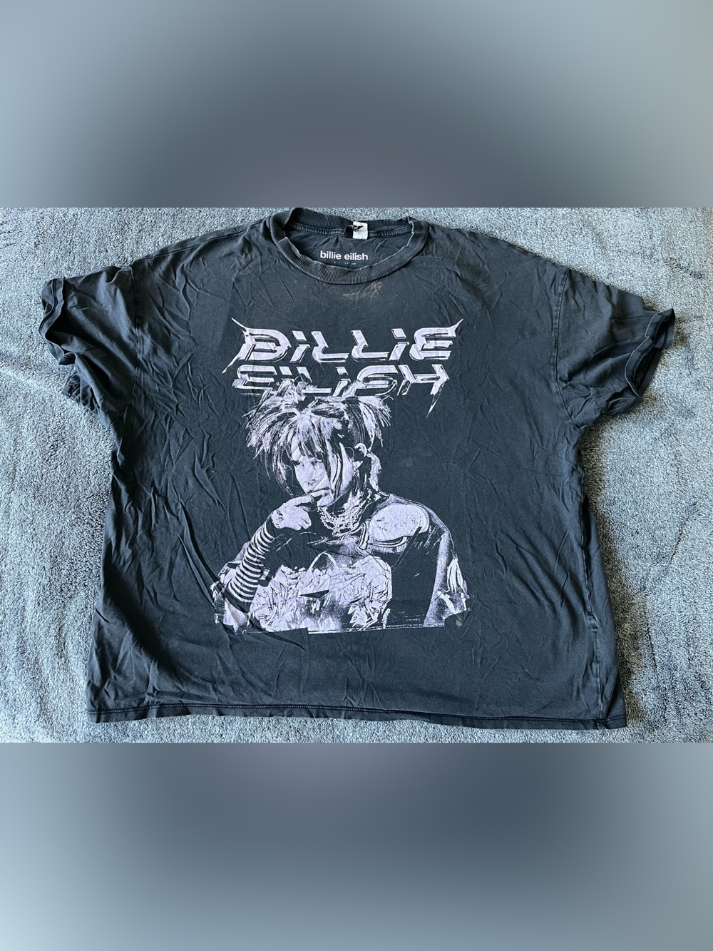 H&M Black Billie Eilish Graphic Tee with White Print